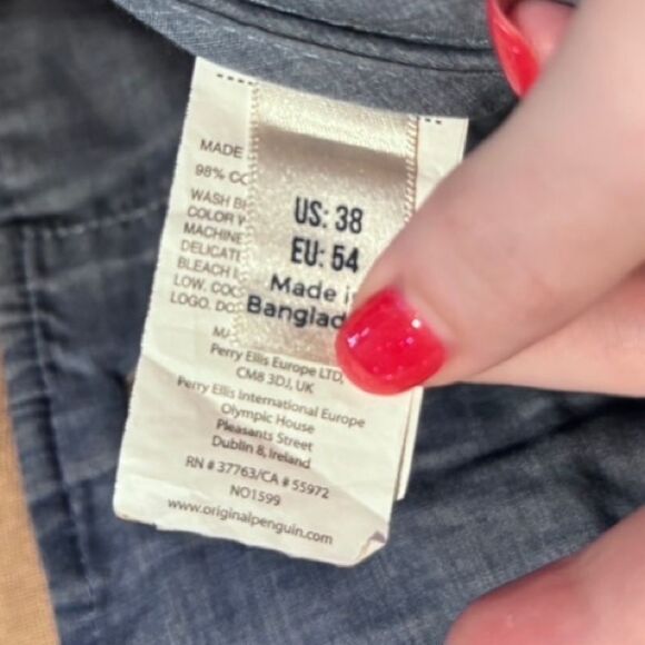 Penguin Munsingwear Shorts Men's 38 Khaki Chino Ribbed Button Zip Cotton Blend - Picture 3 of 12